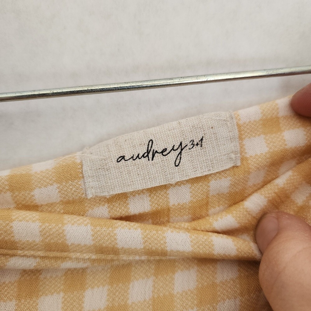 Yellow Gingham Ruffled Mini Skirt by Aubrey Size L Cottagecore Spring Preppy - Picture 3 of 11